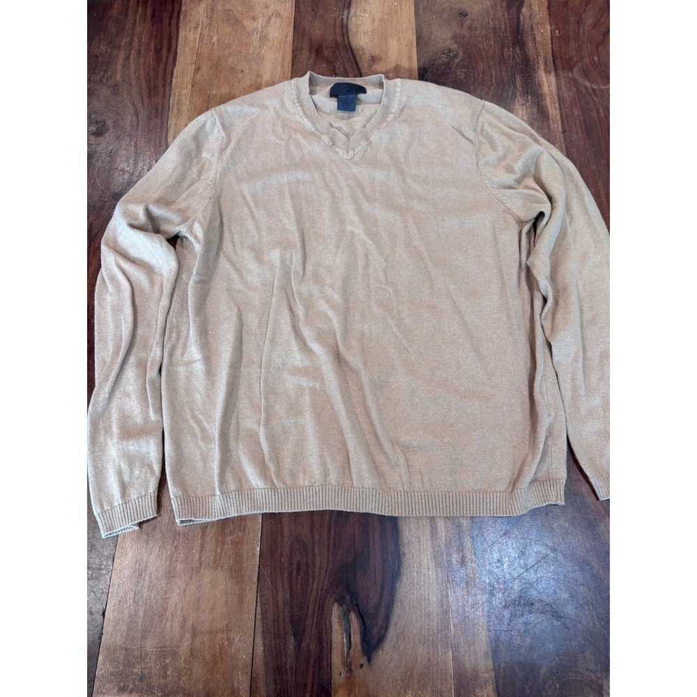 JOE Fresh v-neck sweater mens large brown tan cotton wool blend MF10SW2509